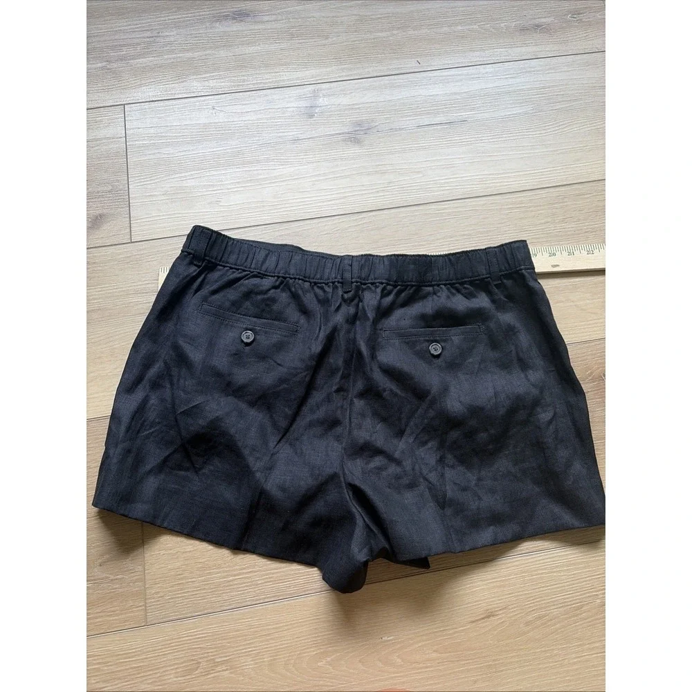 J.Crew 100% Linen Shorts Women's Size Large Black 3